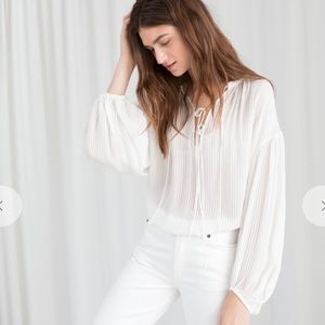 & Other stories sheer stripe tie blouse